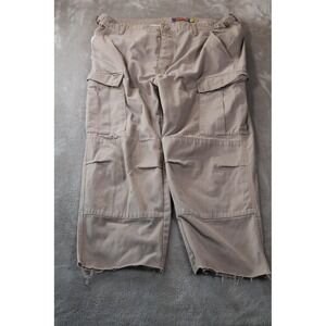GMP JRS Cargo Pants Mens 36 Khaki Relaxed Fit Double Knee Cargo Pockets Raw Hem
